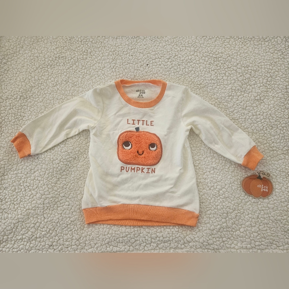 Chick Pea "Mommy's Little Pumpkin" cream‎ and orange sweater size 18mo